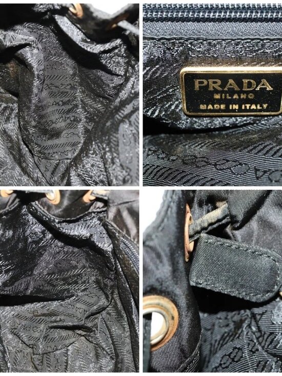 PRADA Backpack Nylon Black Gold Auth 172266 main image 8